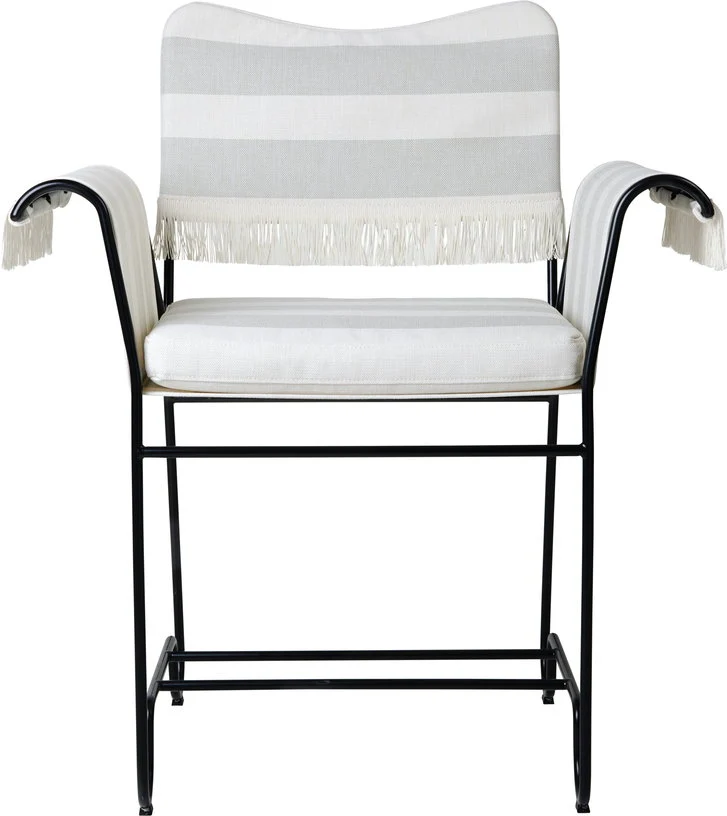 Chaise avec accoudoirs à franges et rayures leslie Tropique - Gubi