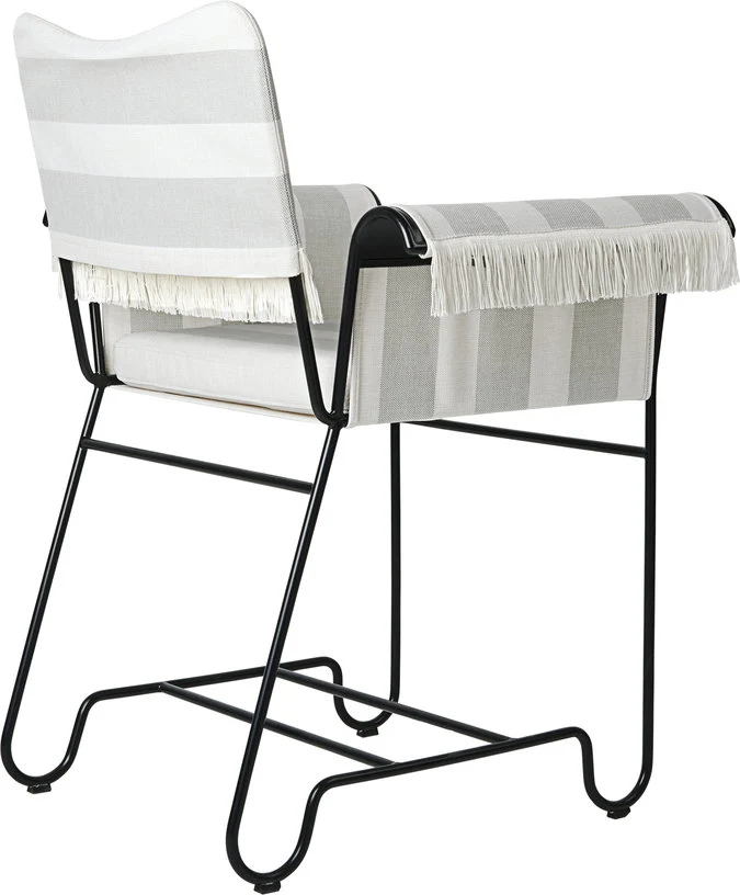 Chaise avec accoudoirs à franges et rayures leslie Tropique - Gubi