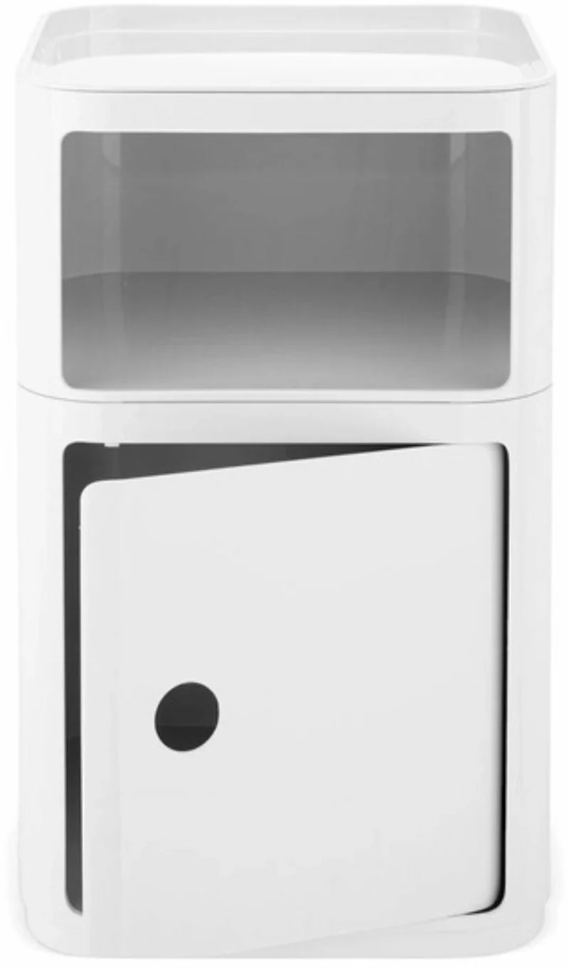 Table de chevet 1 porte carrée blanc Componibili Classic Big - Kartell