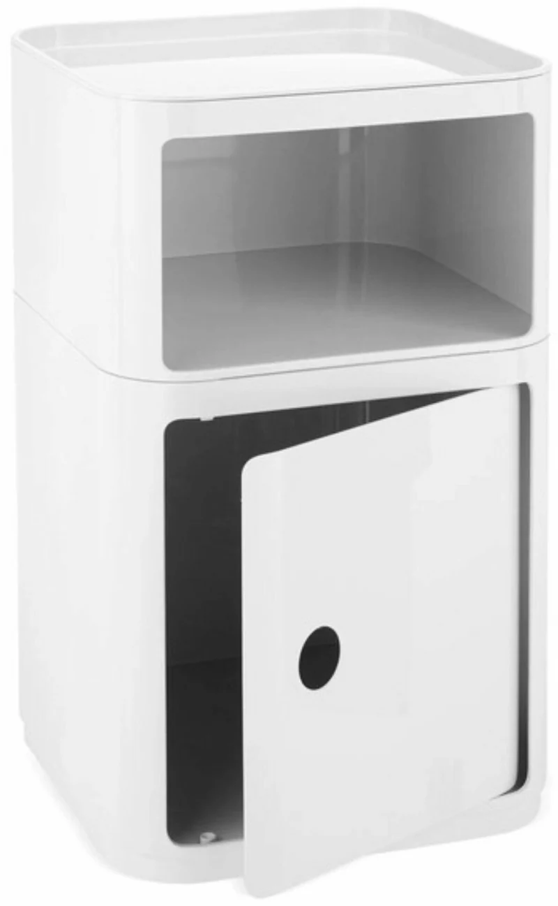 Table de chevet 1 porte carrée blanc Componibili Classic Big - Kartell