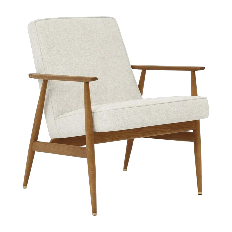 Fauteuil avec accoudoirs en tissu marbre blanc et frêne foncé 70 x 62 cm Fox - 366 Concept