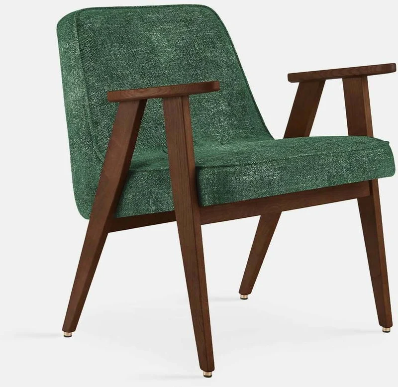 Fauteuil en tissu marbre moutarde et chêne foncé 66 x 64 cm Série 366 - 366 Concept