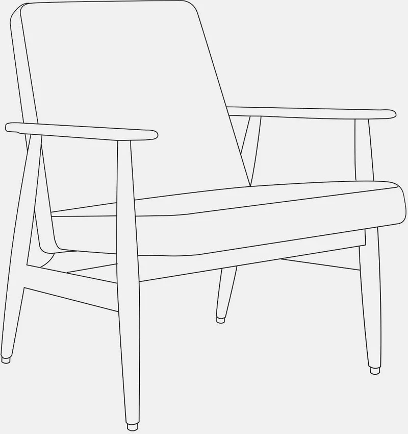 Fauteuil avec accoudoirs en cuir naturel cognac et frêne foncé 70 x 62 cm Fox - 366 Concept