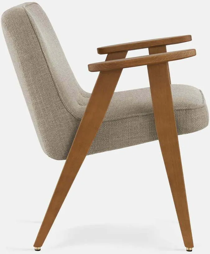 Fauteuil en tissu bouclé moutarde et chêne foncé 66 x 64 cm Série 366 - 366 Concept