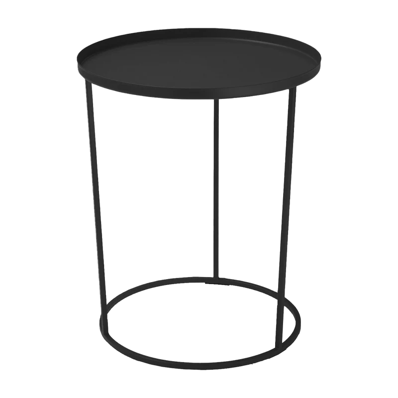 Table d'appoint ronde en métal noir 43 cm Costance Vassoio - Meme Design