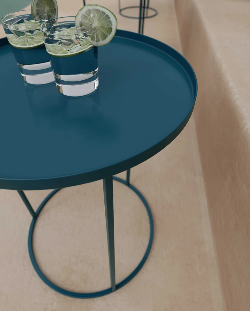 Table d'appoint ronde en métal noir 43 cm Costance Vassoio - Meme Design