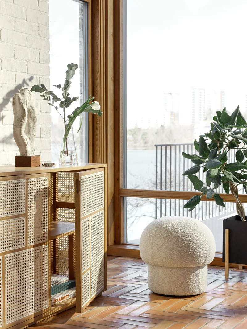 Pouf en polyester recyclé beige 50 cm Uno - Design House Stockholm
