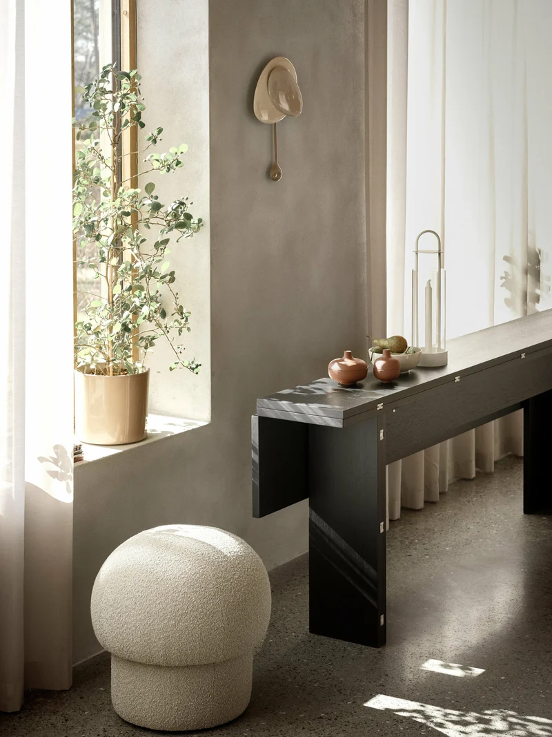 Pouf en polyester recyclé beige 50 cm Uno - Design House Stockholm