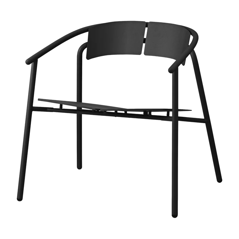 Chaise lounge de jardin avec accoudoirs en acier noir Novo - AYTM