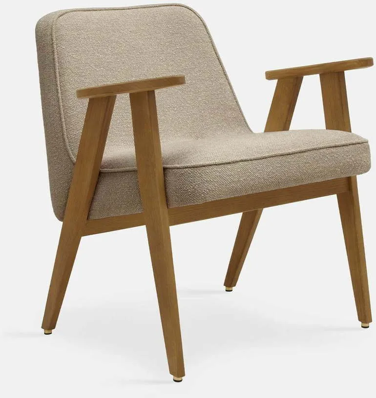 Fauteuil en tissu bouclé crème et chêne foncé 66 x 64 cm Série 366 - 366 Concept