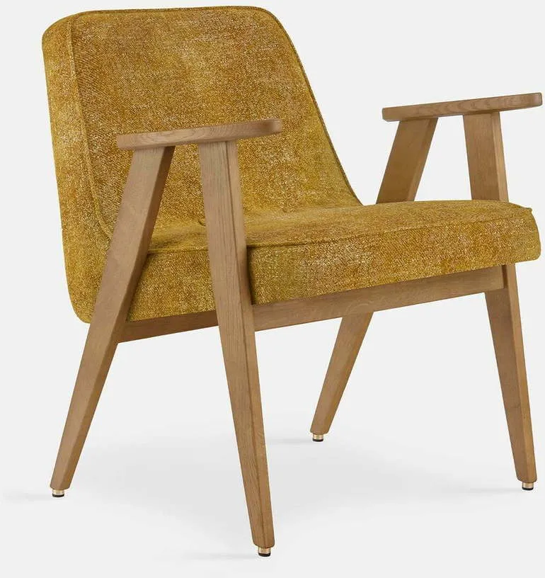 Fauteuil en tissu bouclé crème et chêne foncé 66 x 64 cm Série 366 - 366 Concept