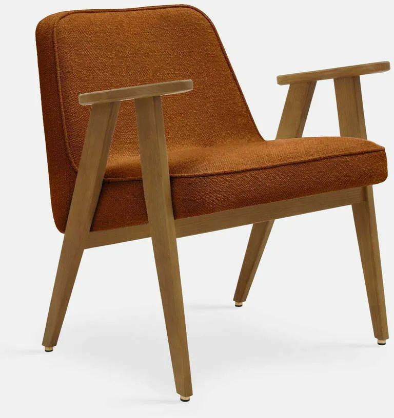 Fauteuil en tissu bouclé crème et chêne foncé 66 x 64 cm Série 366 - 366 Concept