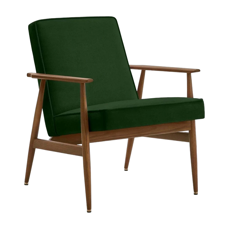 Fauteuil avec accoudoirs en velours vert bouteille et frêne foncé 70 x 62 cm Fox - 366 Concept
