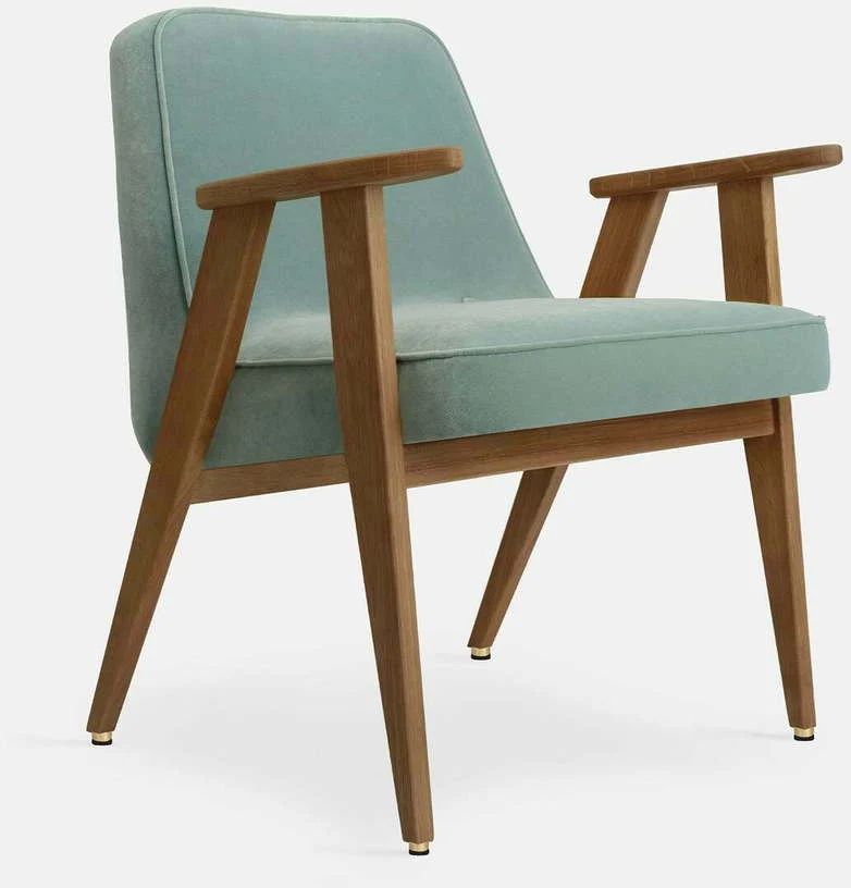 Fauteuil en velours vert bouteille et chêne foncé 66 x 64 cm Série 366 - 366 Concept