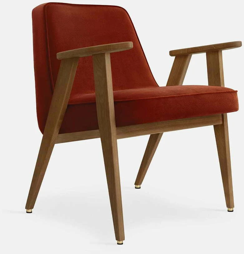 Fauteuil en velours vert menthe et chêne foncé 66 x 64 cm Série 366 - 366 Concept