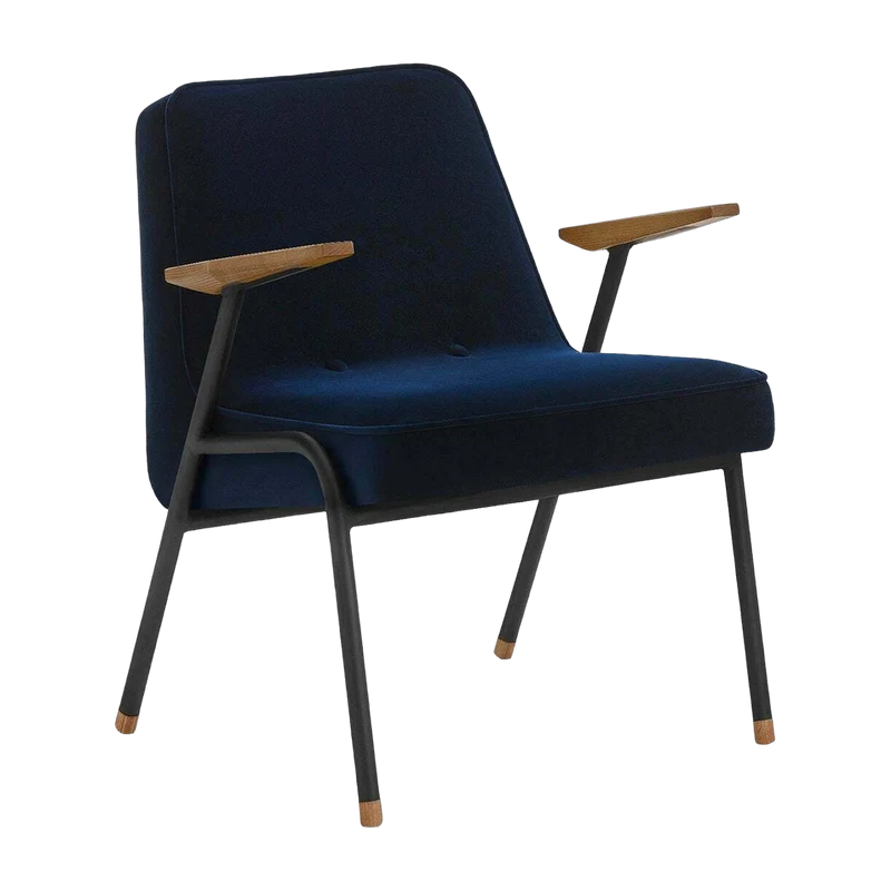 Fauteuil en velours indigo et métal 66 x 64 cm - 366 Concept