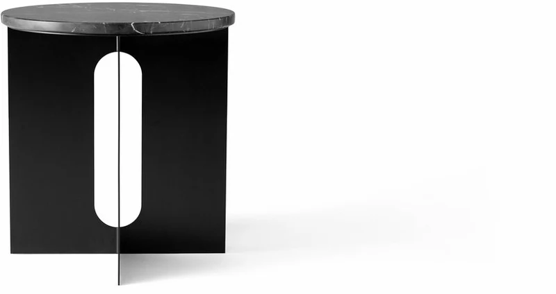 Table d'appoint en marbre noir et piètement en acier noir 42 cm Androgyne - Audo