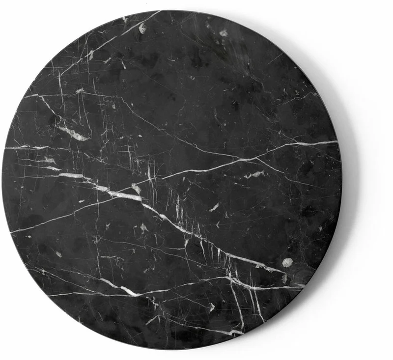 Table d'appoint en marbre noir et piètement en acier noir 42 cm Androgyne - Audo