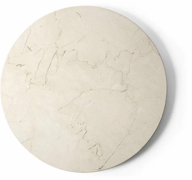 Table d'appoint en marbre sable et piètement en acier blanc 42 cm Androgyne - Audo