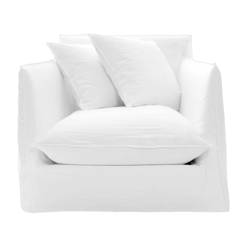Fauteuil profond en tissu lino bianco Ghost 01 - Gervasoni