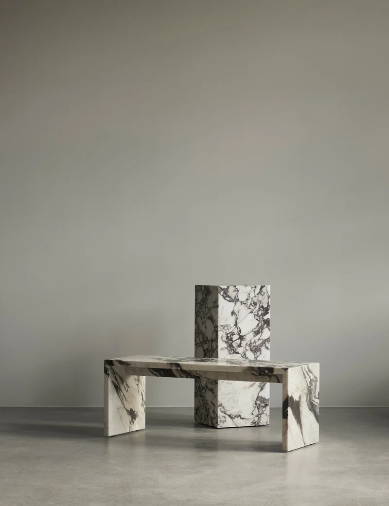 Table d'appoint en marbre calacatta viola 30 x 75 cm Plinth Pedestal - Audo