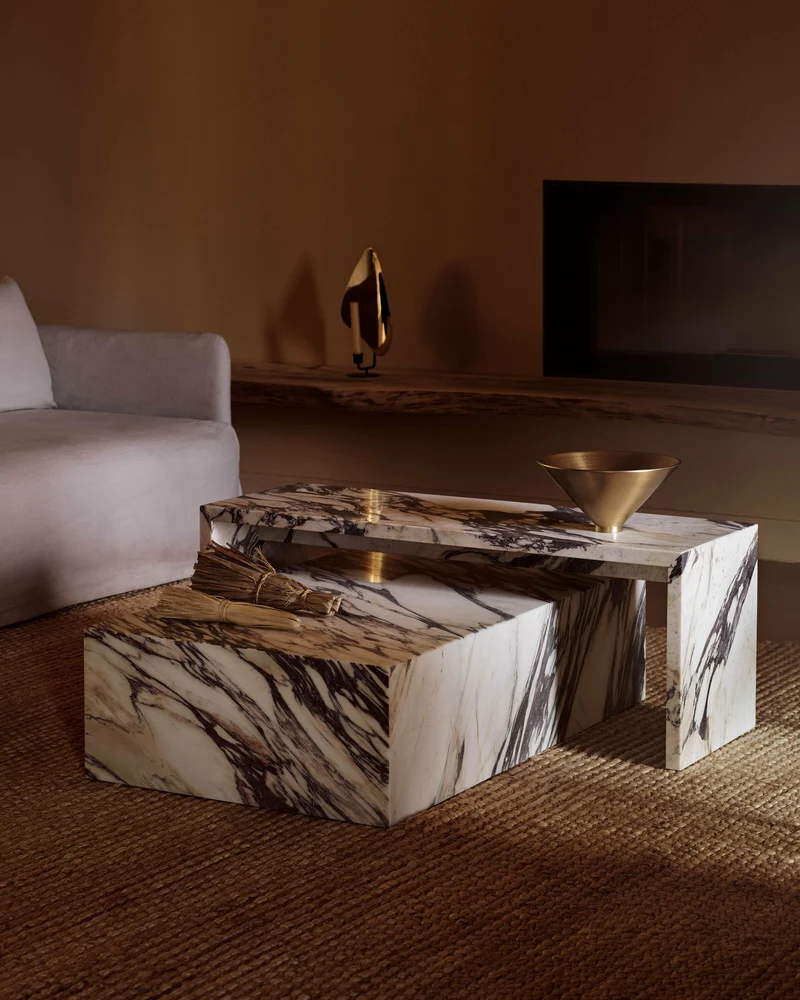 Table basse en marbre calacatta viola 100 x 38 cm Plinth Bridge - Audo