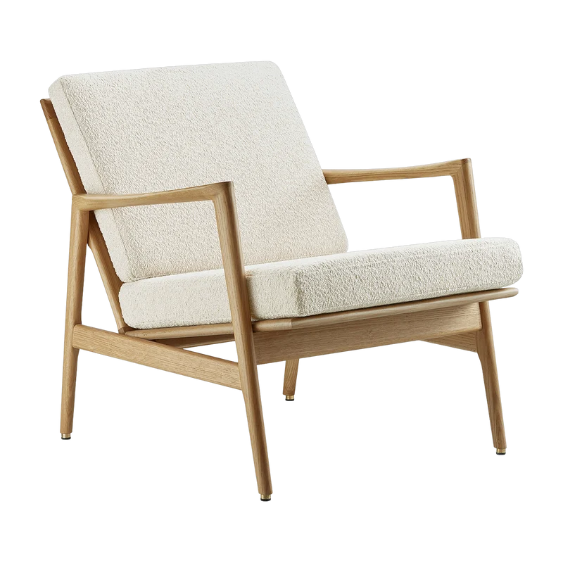 Fauteuil en chêne naturel et assise en bouclette crème Stefan lounge - 366 concept