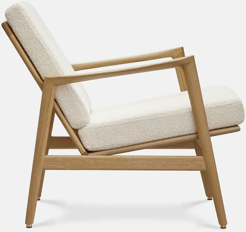 Fauteuil en chêne naturel et assise en bouclette crème Stefan lounge - 366 concept