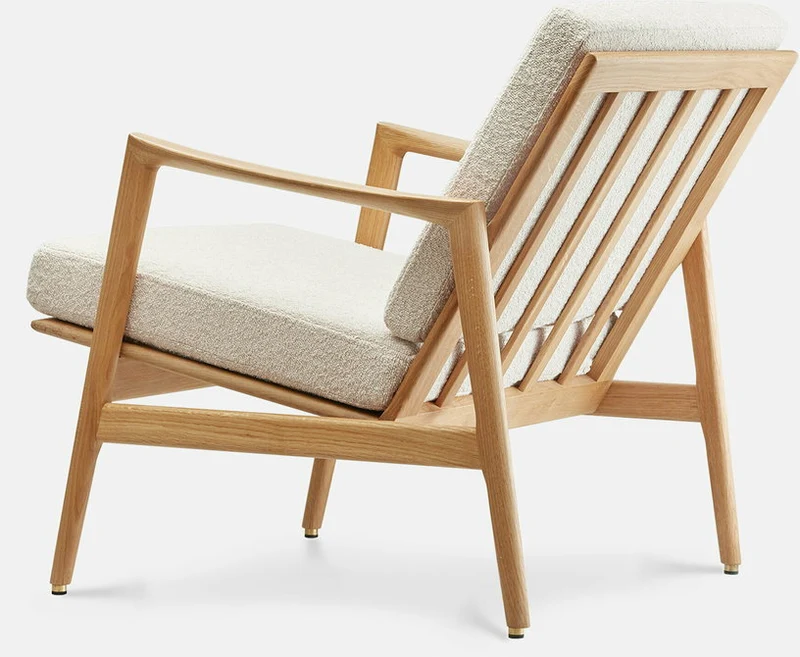 Fauteuil en chêne naturel et assise en bouclette crème Stefan lounge - 366 concept