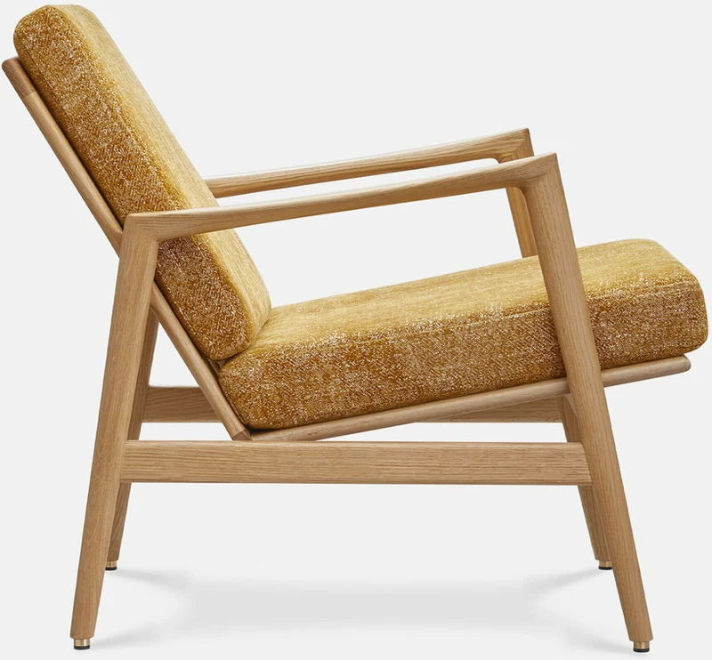 Fauteuil en chêne naturel et assise en tissu marble moutarde Stefan lounge - 366 concept
