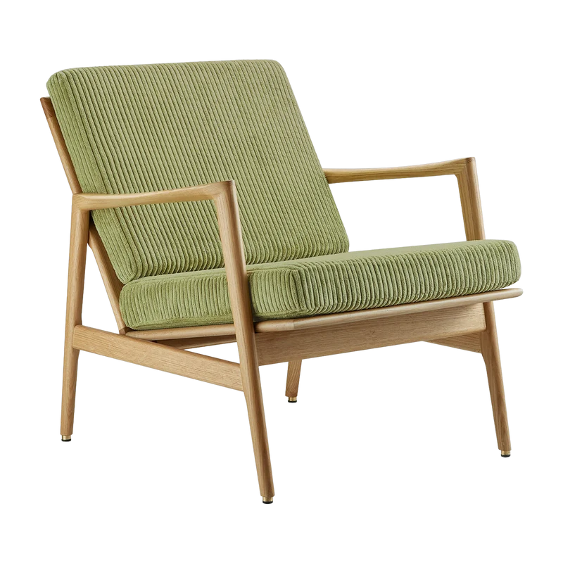 Fauteuil en chêne naturel et assise en velours vert Stefan lounge - 366 concept