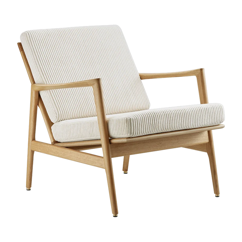 Fauteuil en chêne naturel et assise en velours crème Stefan lounge - 366 concept