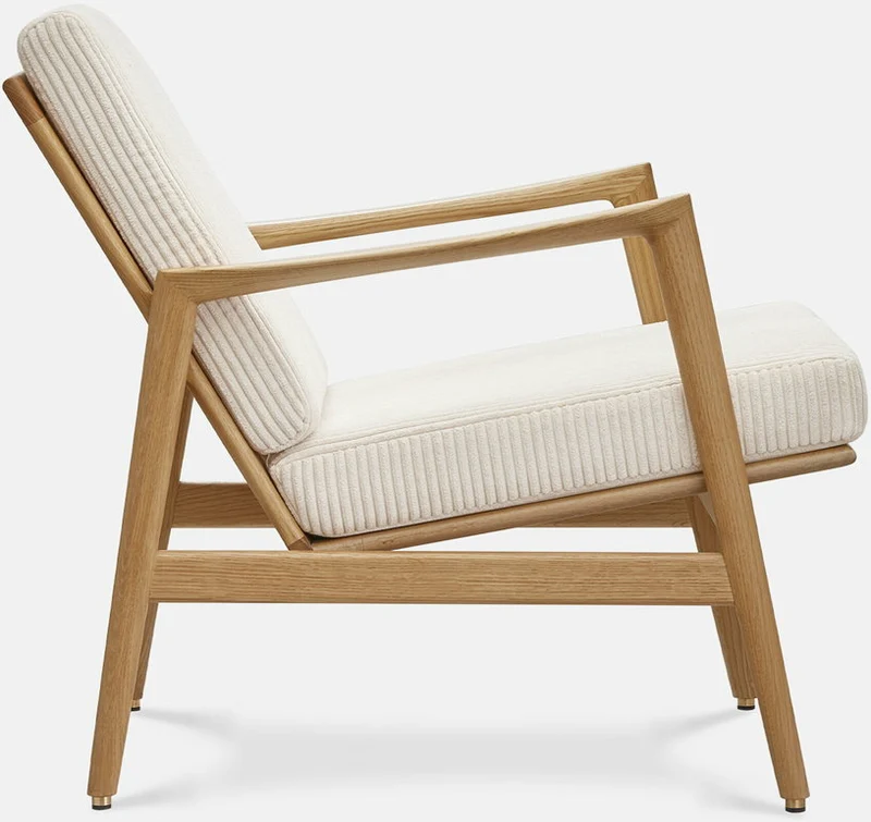 Fauteuil en chêne naturel et assise en velours crème Stefan lounge - 366 concept