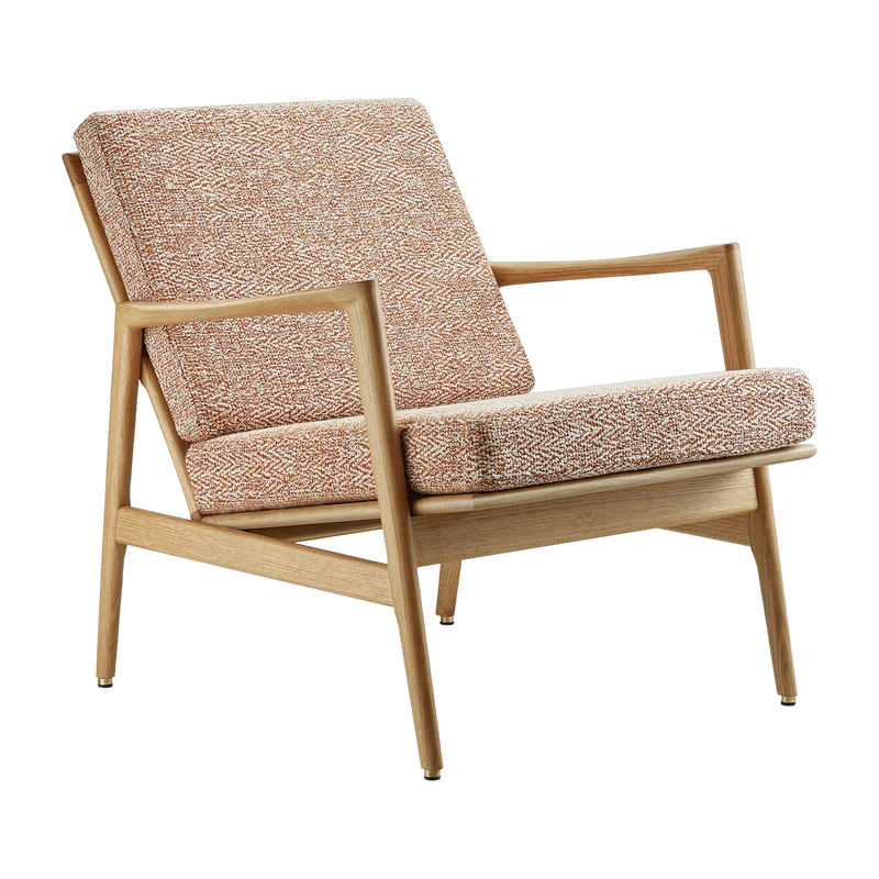 Fauteuil en chêne naturel et assise en tissu sierra rouge Stefan lounge - 366 concept