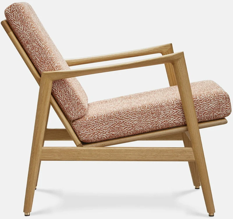 Fauteuil en chêne naturel et assise en tissu sierra rouge Stefan lounge - 366 concept