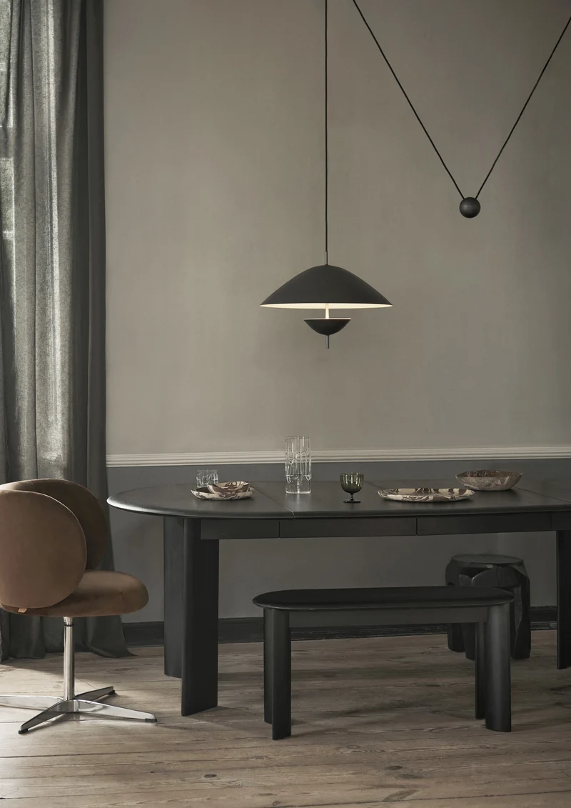 Table ronde extensible en hêtre huilé noir 117 cm Bevel - Ferm Living