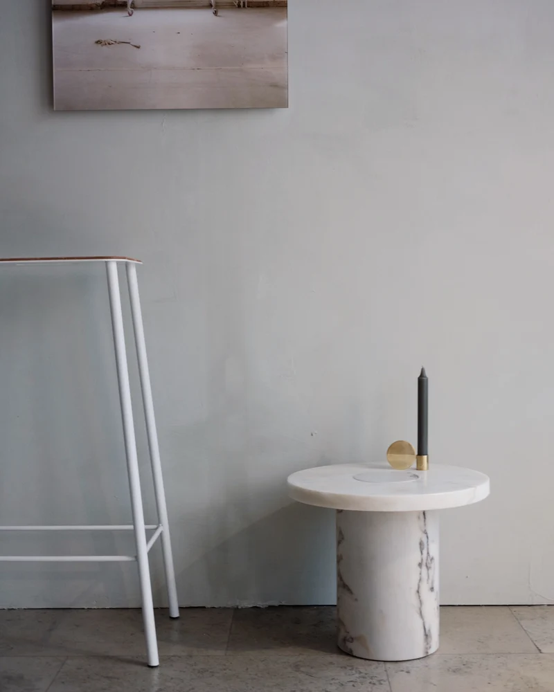 Table d'appoint en marbre blanc 33 x 39 cm Sintra - Frama
