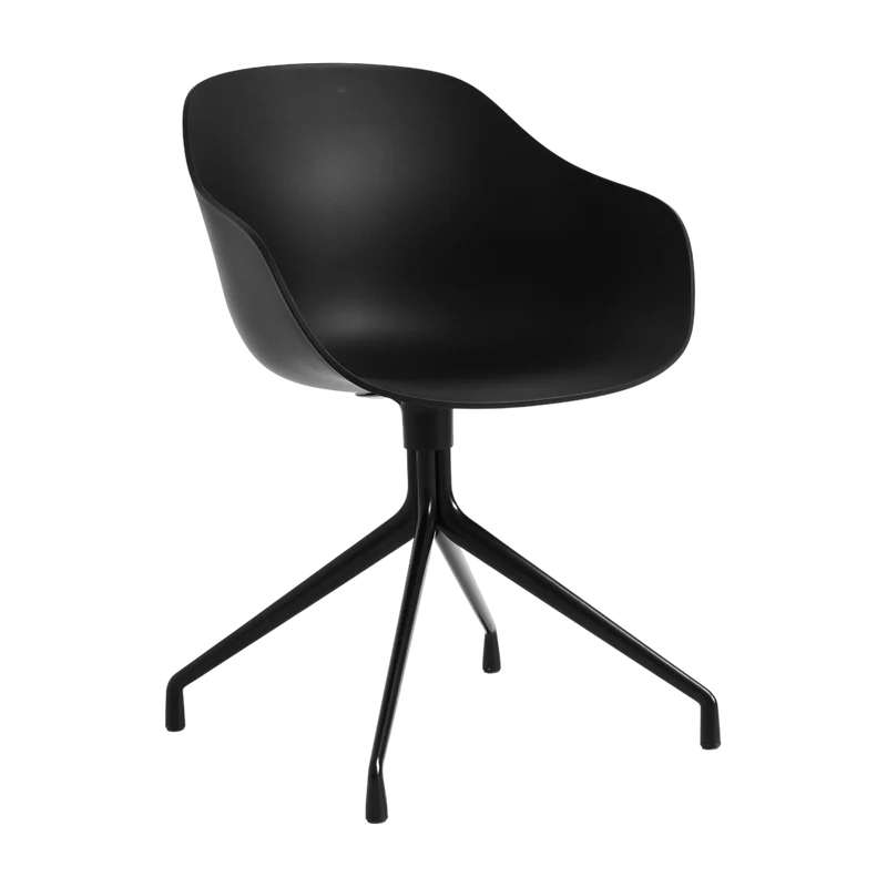 Chaise avec accoudoirs en plastique recyclé noir et pieds noirs AAC 220 2.0 - HAY