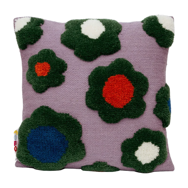 Coussin en laine 45x45cm Green Flower - Colortherapis