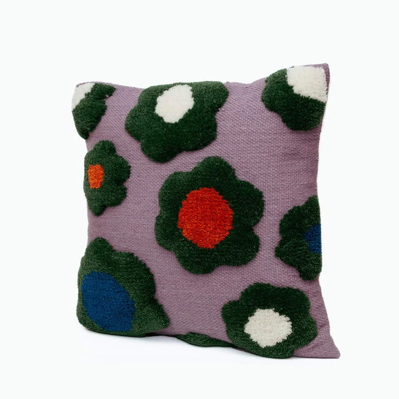 Coussin en laine 45x45cm Green Flower - Colortherapis