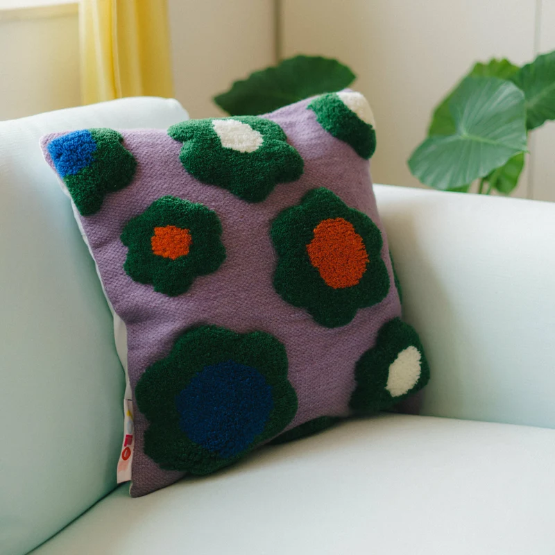Coussin en laine 45x45cm Green Flower - Colortherapis