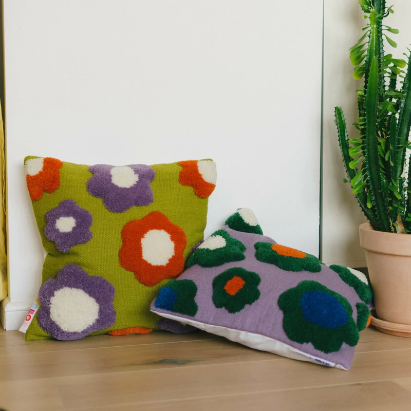 Coussin en laine 45x45cm Green Flower - Colortherapis
