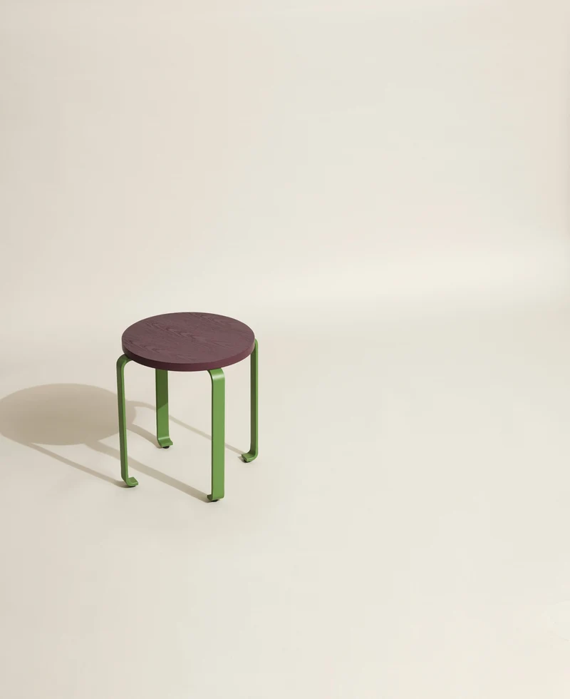 Tabouret à roulettes burgundy et vert 46 x 46,5 cm Smile - Hübsch