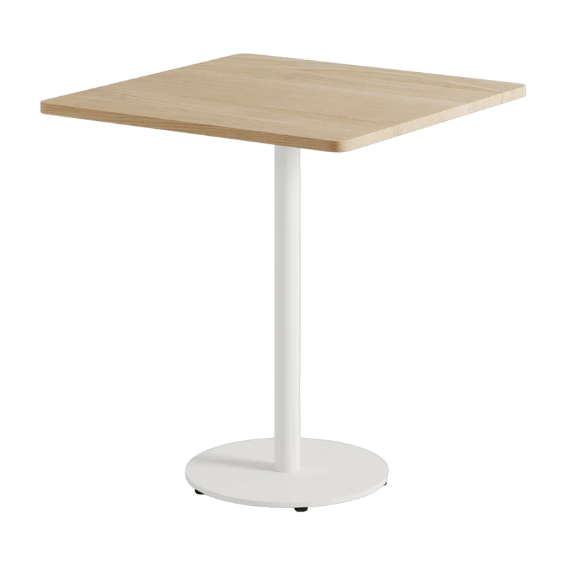 Table à manger carrée en chêne et piétement en acier blanc 70 x 70 x 75 cm Moka - TIPTOE