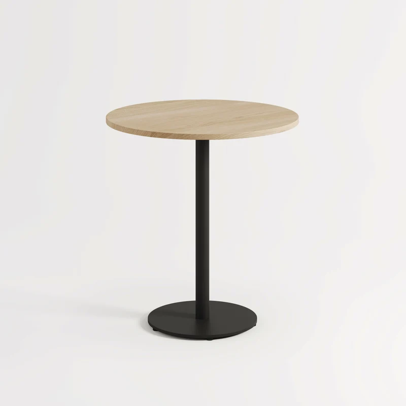 Table à manger ronde en chêne et piétement en acier noir 70 x 75 cm Moka - TIPTOE