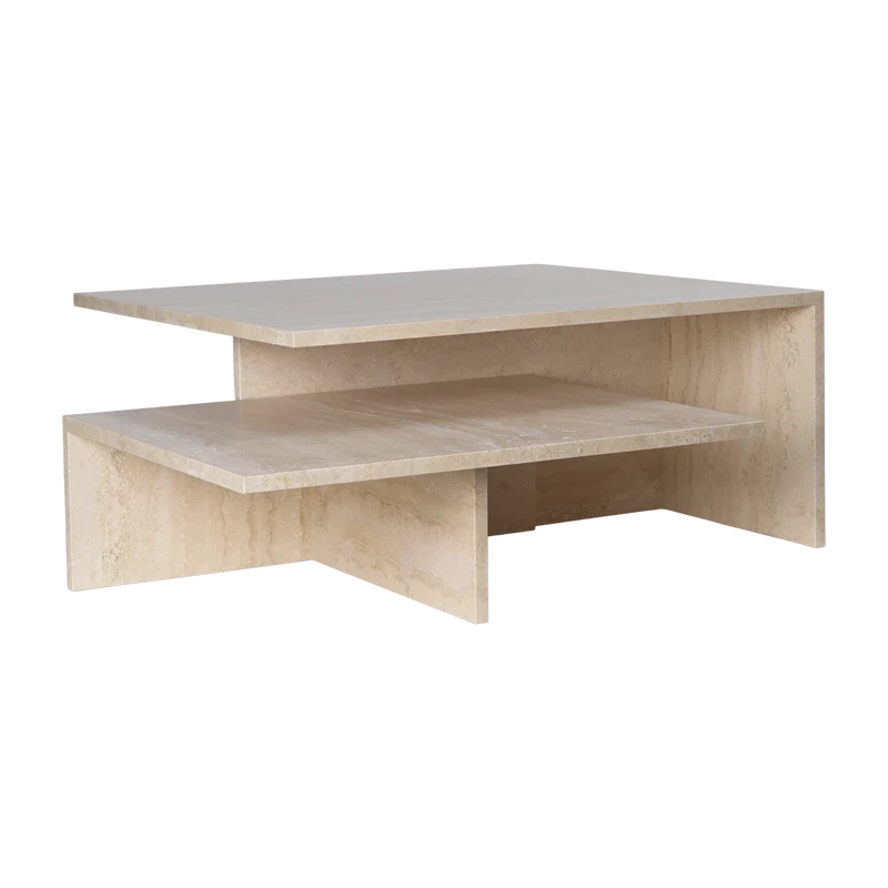 Tables basses gigognes en travertin cashmere Distinct - Ferm Living