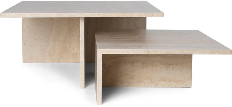 Tables basses gigognes en travertin cashmere Distinct - Ferm Living