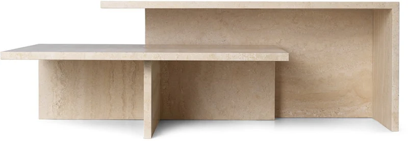Tables basses gigognes en travertin cashmere Distinct - Ferm Living