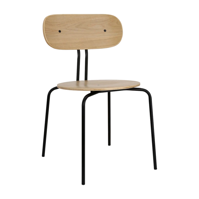 Chaise empilable en contreplaqué chêne et acier noir Curious - UMAGE