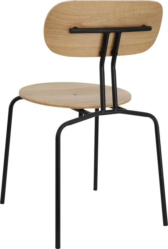 Chaise empilable en contreplaqué chêne et acier noir Curious - UMAGE